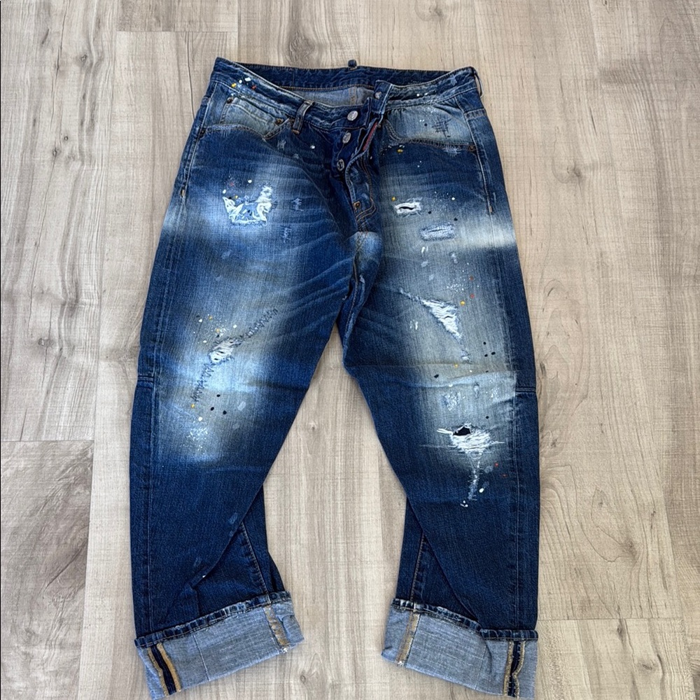 Men's Distressed Blue Jeans